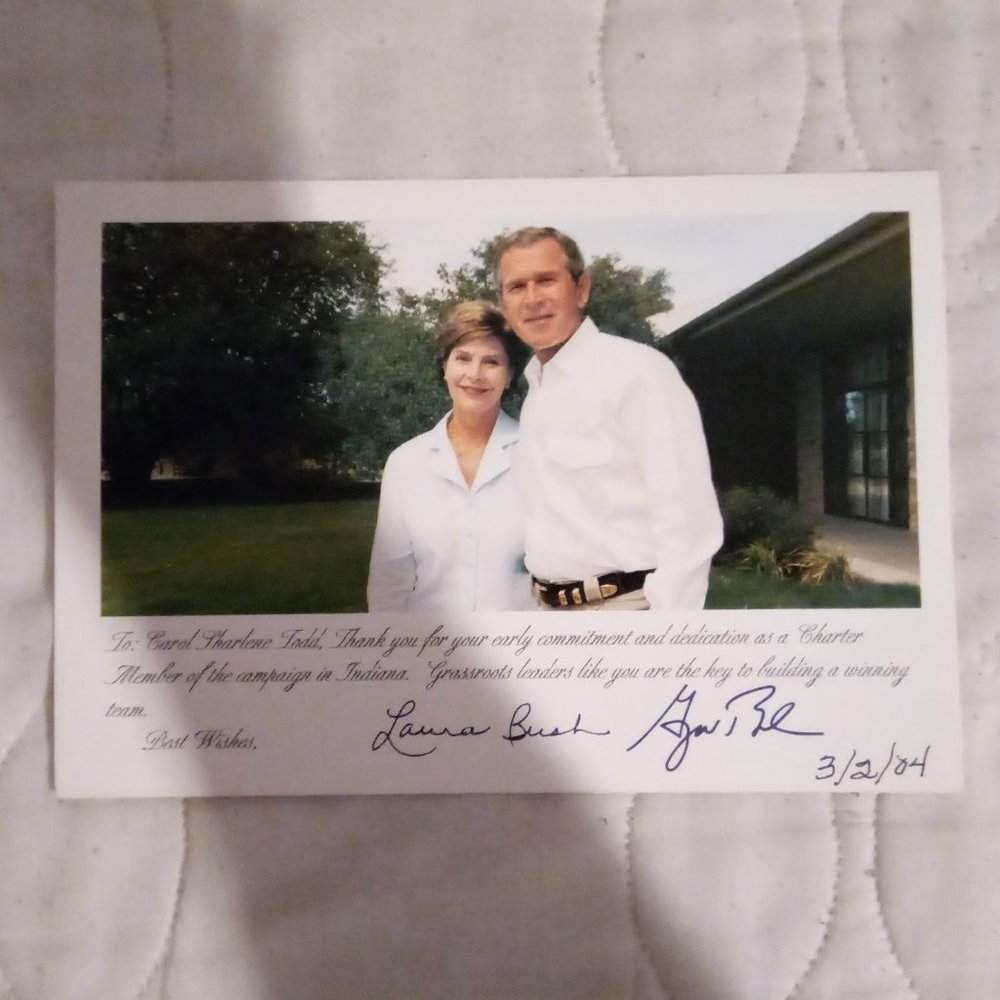 Autographed Picture of George W. Bush and Laura Bush